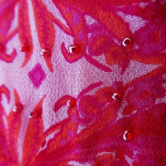 SiLK BeaDeD Vintage Vision Maxi Dress Bias Cut Pink Lace Modesty Panel Mermaid L - Picture 6 of 9